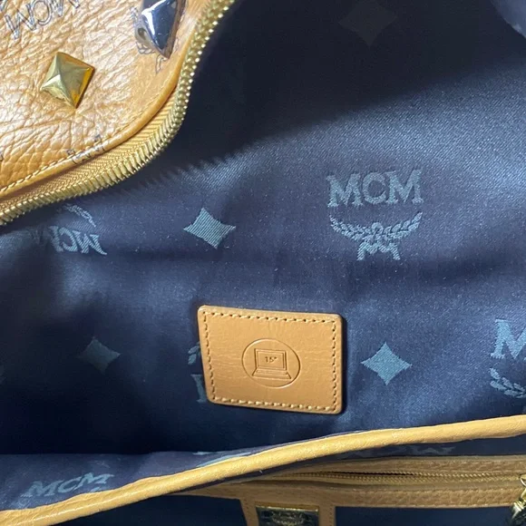 MCM Tan and Gold Studded Backpack - Picture 12 of 16